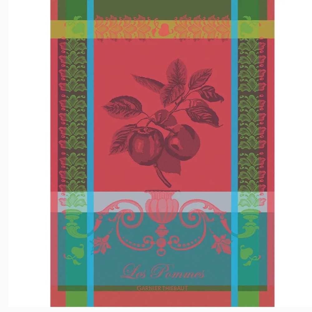 New Garnier-Thiebaut, Les Pommes (Apples), Rouge Vif Jacquard Kitchen Towel